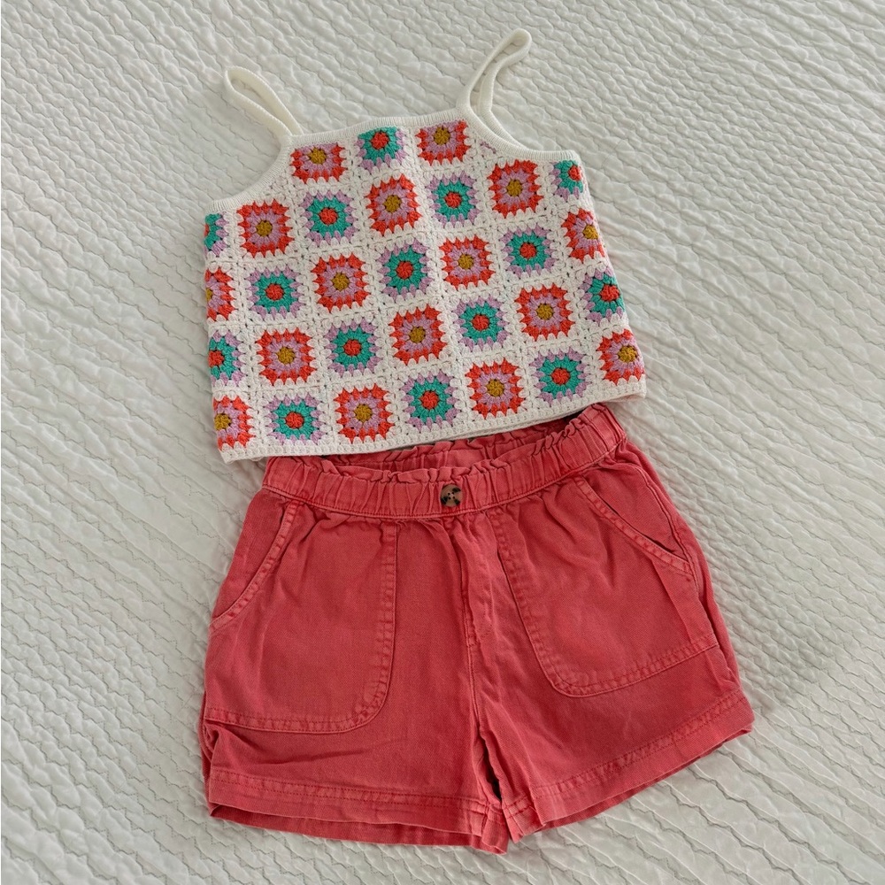 Cat & Jack, Crochet Top with Matching Shorts Set, Size M (7/8)